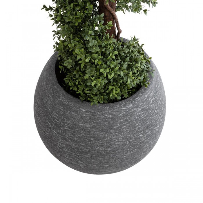GloboStar® Artificial Garden COLUMBIA 20797 Επιδαπέδιο Πολυεστερικό Τσιμεντένιο Κασπώ Γλάστρα - Flower Pot Γκρι Φ40 x Υ35cm
