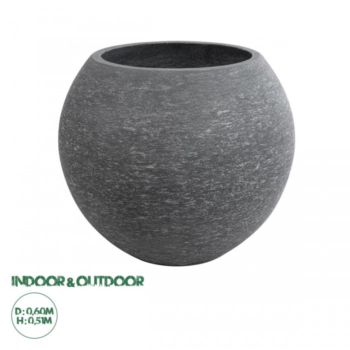 GloboStar® Artificial Garden COLUMBIA 20798 Επιδαπέδιο Πολυεστερικό Τσιμεντένιο Κασπώ Γλάστρα - Flower Pot Γκρι Φ60 x Υ51cm