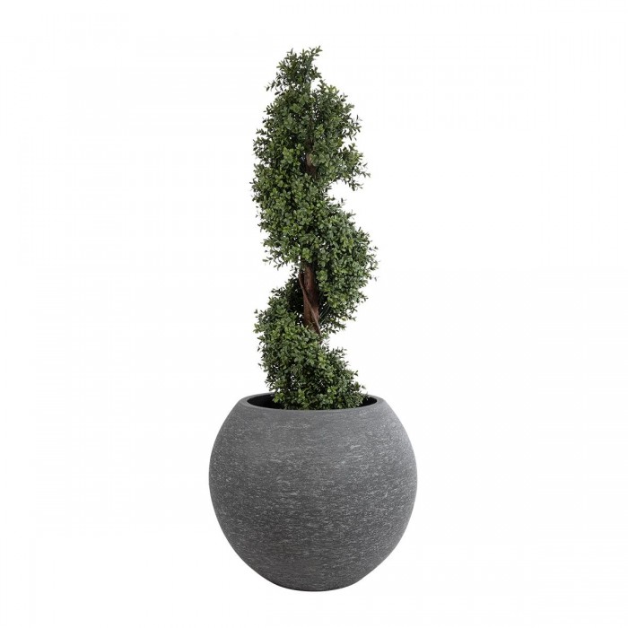 GloboStar® Artificial Garden COLUMBIA 20798 Επιδαπέδιο Πολυεστερικό Τσιμεντένιο Κασπώ Γλάστρα - Flower Pot Γκρι Φ60 x Υ51cm