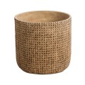 GloboStar® Artificial Garden GIUSEPPE 20800 Διακοσμητικό Πολυεστερικό Τσιμεντένιο Κασπώ Γλάστρα - Flower Pot Καφέ Φ35 x Υ33cm