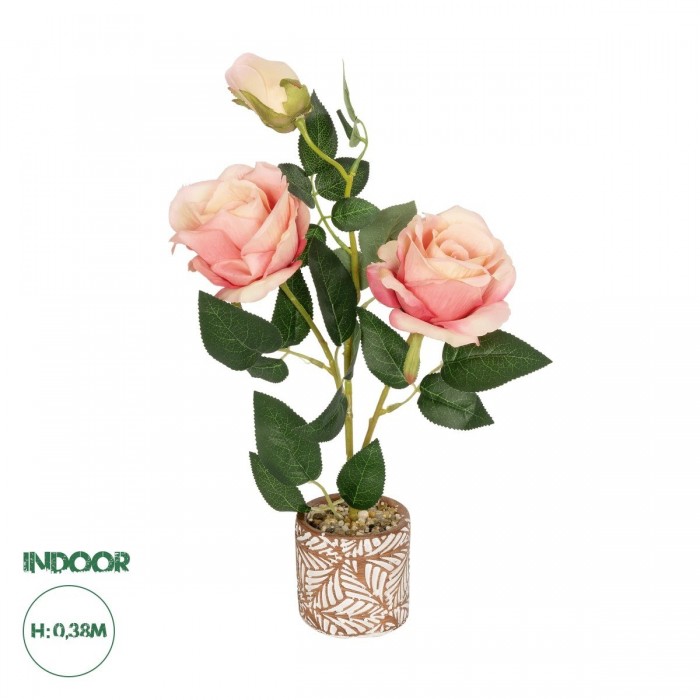 GloboStar® Artificial Garden PINK ROSE 20984 Διακοσμητικό Φυτό Ροζ Τριαντάφυλλα Υ38cm GloboStar® Artificial Garden PINK ROSE 20984 Διακοσμητικό Φυτό Ροζ Τριαντάφυλλα Υ38cm