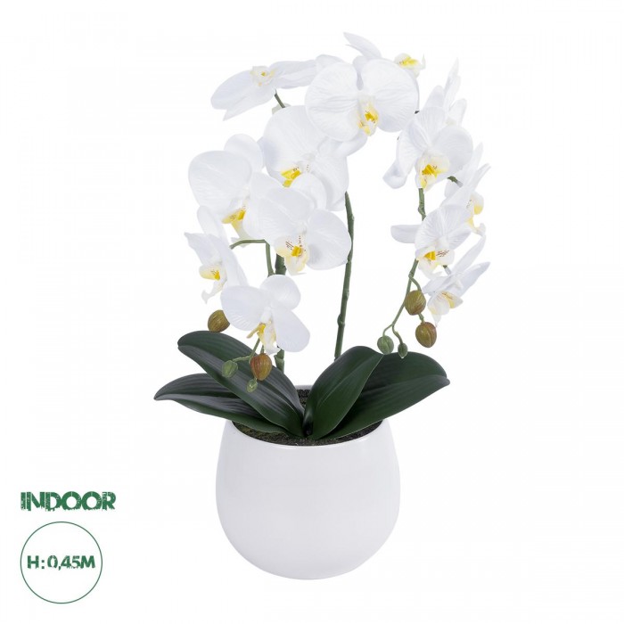 GloboStar® Artificial Garden WHITE ORCHID 21117 Διακοσμητικό Φυτό Λευκή Ορχιδέα Υ45cm GloboStar® Artificial Garden WHITE ORCHID 21117 Διακοσμητικό Φυτό Λευκή Ορχιδέα Υ45cm