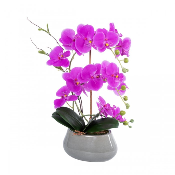 GloboStar® Artificial Garden HOT PINK ORCHID 21119 Διακοσμητικό Έντονο Ροζ Ορχιδέα Υ45cm