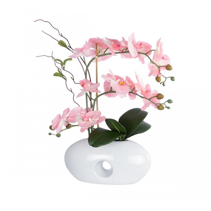 GloboStar® Artificial Garden PINK ORCHID 21126 Διακοσμητικό Φυτό Ροζ Ορχιδέα Υ42cm