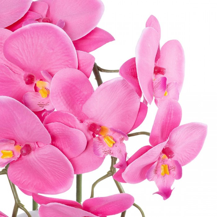 GloboStar® Artificial Garden PINK ORCHID 21127 Διακοσμητικό Φυτό Έντονο Ροζ Ορχιδέα Υ39cm