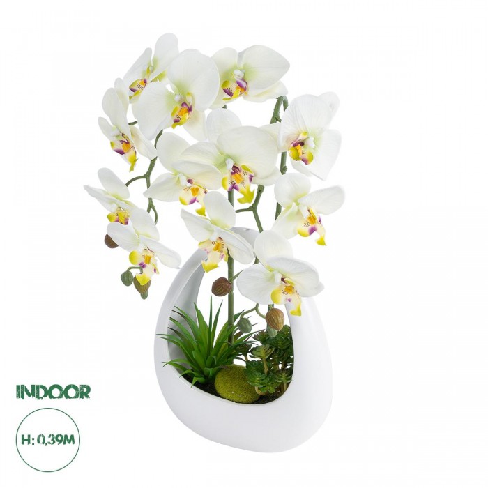 GloboStar® Artificial Garden WHITE ORCHID 21128 Διακοσμητικό Φυτό Λευκή Ορχιδέα Υ39cm GloboStar® Artificial Garden WHITE ORCHID 21128 Διακοσμητικό Φυτό Λευκή Ορχιδέα Υ39cm