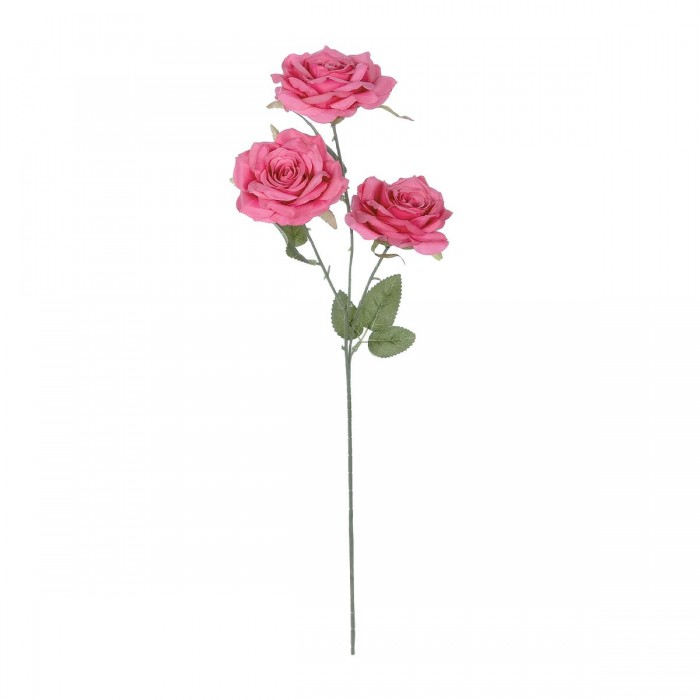 GloboStar® Artificial Garden  HOT PINK ROSE BRANCH 21135 Τεχνητό Διακοσμητικό Κλαδί Τριαντάφυλλο Έντονο Ροζ Y85cm