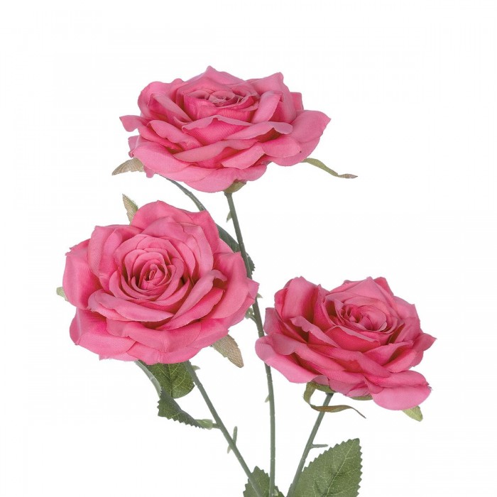 GloboStar® Artificial Garden  HOT PINK ROSE BRANCH 21135 Τεχνητό Διακοσμητικό Κλαδί Τριαντάφυλλο Έντονο Ροζ Y85cm