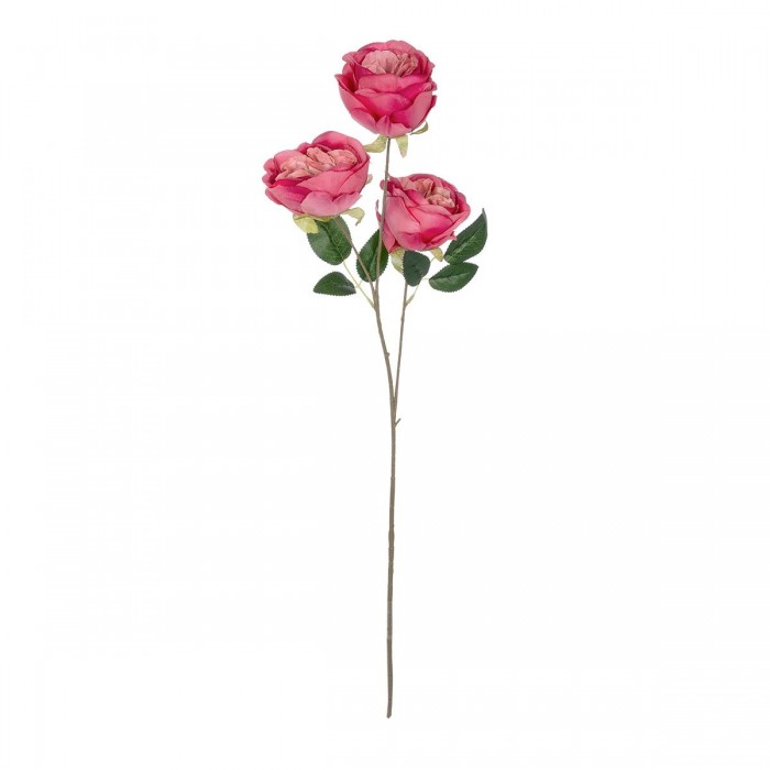 GloboStar® Artificial Garden HOT PINK ROSE BRANCH 21139 Τεχνητό Διακοσμητικό Κλαδί έντονο ΡοζΤριαντάφυλλο Y80cm