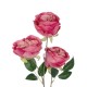 GloboStar® Artificial Garden HOT PINK ROSE BRANCH 21139 Τεχνητό Διακοσμητικό Κλαδί έντονο ΡοζΤριαντάφυλλο Y80cm