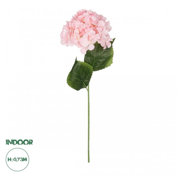 GloboStar® Artificial Garden PINK HYDRANGEA BRANCH 21143 Τεχνητό Διακοσμητικό Κλαδί ΡοζΟρτανσίας Y73cm