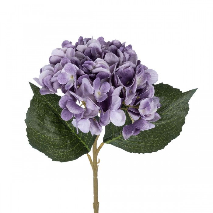 GloboStar® Artificial Garden PURPLE HYDRANGEA BRANCH 21181 Τεχνητό Διακοσμητικό Κλαδί Ορτανσίας Βαθύ Μωβ  Y47cm