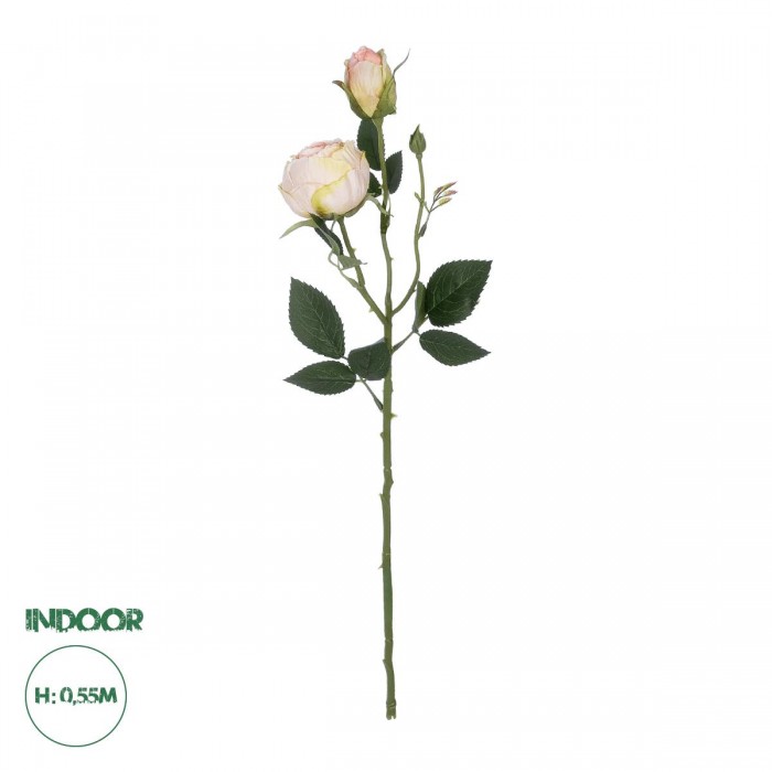 GloboStar® Artificial Garden CHAMPAGNE DAMASK CLIMBING ROSE BRANCH 21198 Τεχνητό Διακοσμητικό Κλαδί Τριαντάφυλλο Σαμπανιζέ Y55cm