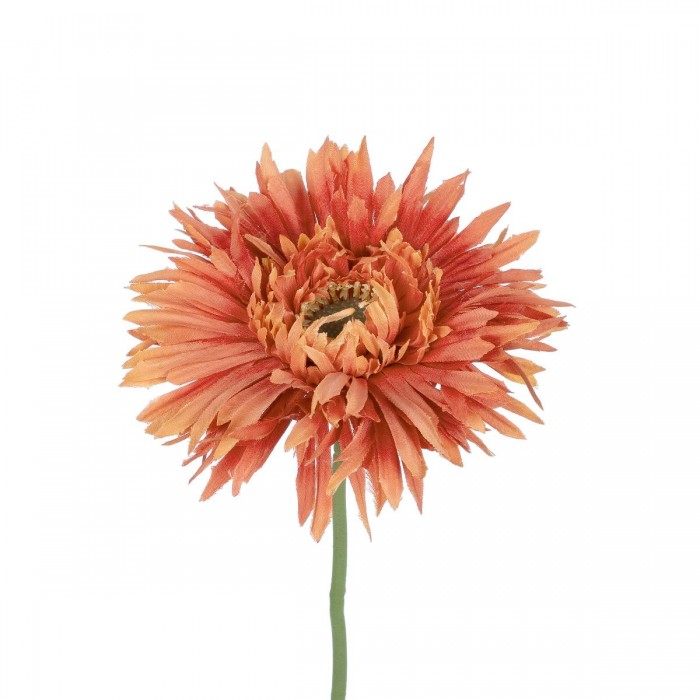 GloboStar® Artificial Garden ORANGE  ROSE BRANCH 21106 Τεχνητό Διακοσμητικό Κλαδί Ζέρμπερας Πορτοκαλί Y44cm