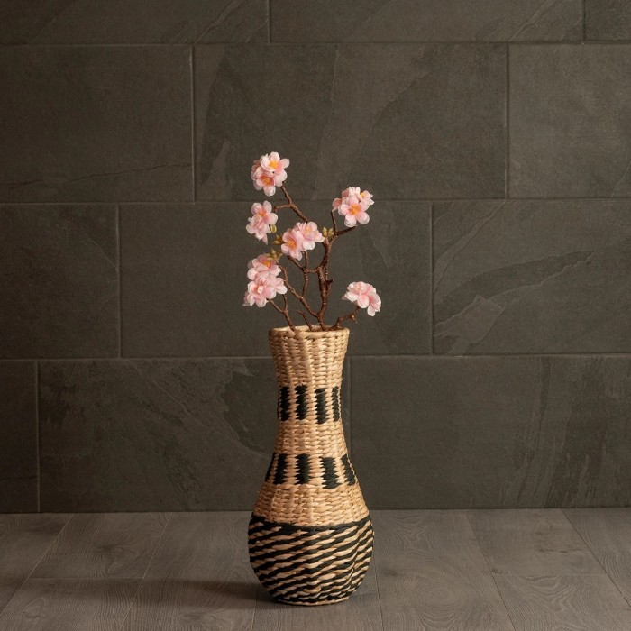 GloboStar® Artificial Garden BOLOGNA 21228 Διακοσμητικό Πλεκτό Καλάθι - Κασπώ Γλάστρα - Flower Pot Μπεζ με Μαύρο Π20 x M20 x Υ42cm GloboStar® Artificial Garden BOLOGNA 21228 Διακοσμητικό Πλεκτό Καλάθι - Κασπώ Γλάστρα - Flower Pot Μπεζ με Μαύρο Π20 x M20 x Υ42cm