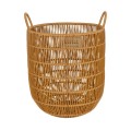 GloboStar® Artificial Garden OSAKA 21494 Διακοσμητικό Πλεκτό Καλάθι - Κασπώ Γλάστρα - Flower Pot Μπεζ Φ30cm x Υ41cm