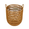 GloboStar® Artificial Garden OSAKA 21494 Διακοσμητικό Πλεκτό Καλάθι - Κασπώ Γλάστρα - Flower Pot Μπεζ Φ30cm x Υ41cm