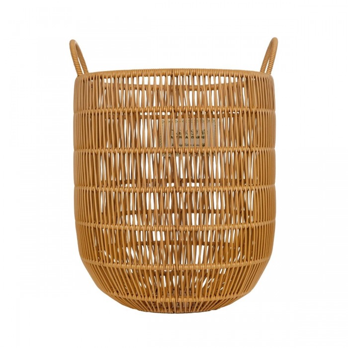 GloboStar® Artificial Garden OSAKA 21494 Διακοσμητικό Πλεκτό Καλάθι - Κασπώ Γλάστρα - Flower Pot Μπεζ Φ30cm x Υ41cm