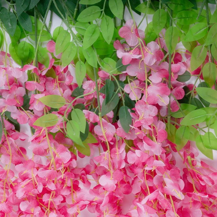 GloboStar® Artificial Garden HOT PINK WISTERIA FLOWER BRANCH 21512 Σετ 12 Τεχνητά Διακοσμητικά κλαδιά Βιστέριας Έντονο Ροζ Φ45 x Υ120cm
