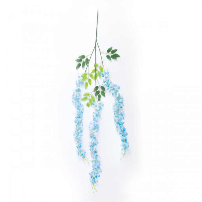 GloboStar® Artificial Garden BLUE WISTERIA FLOWER BRANCH 21515 Σετ 12 Τεχνητά Διακοσμητικά κλαδιά Βιστέριας Μπλέ Φ45 x Υ120cm
