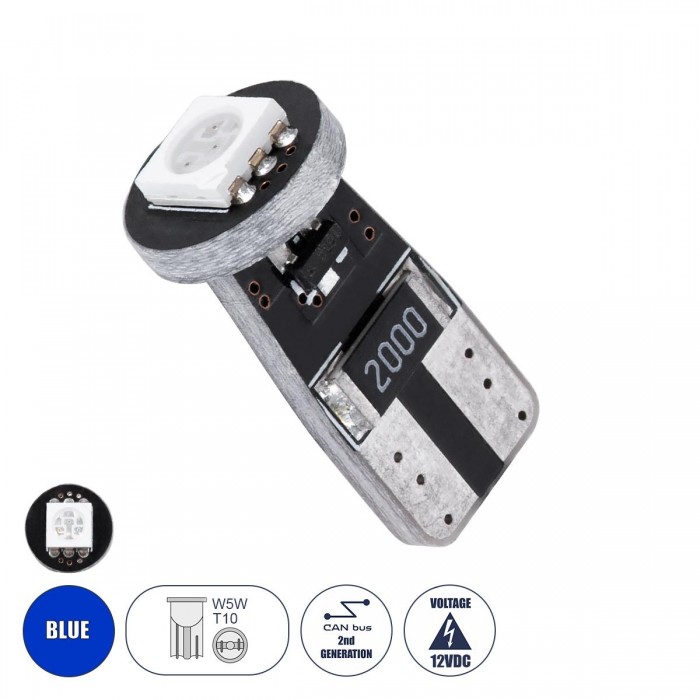 GloboStar® 24640 Λάμπα Αυτοκίνητου LED T10 W5W 2rd Generation Can-Bus Series 1xSMD5050 1.5W 120lm 120° DC 12-16V IP20 Φ1 x H2.2cm Μπλε GloboStar® 24640 Λάμπα Αυτοκίνητου LED T10 W5W 2rd Generation Can-Bus Series 1xSMD5050 1.5W 120lm 120° DC 12-16V IP20 Φ1 x H2.2cm Μπλε