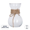 GloboStar® LUCY 35610 Διακοσμητικό Βάζο Γυάλινο Διάφανο με Σχοινί Φ8.8 x Υ13.8cm