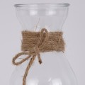 GloboStar® LUCY 35610 Διακοσμητικό Βάζο Γυάλινο Διάφανο με Σχοινί Φ8.8 x Υ13.8cm