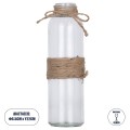 GloboStar® LUCY 35614 Διακοσμητικό Βάζο Γυάλινο Διάφανο με Σχοινί Φ6.6 x Υ21.8cm