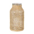 GloboStar® MANDY 35619 Διακοσμητικό Βάζο Γυάλινο Διάφανο με Μπαμπού Φ8.5 x Υ17cm