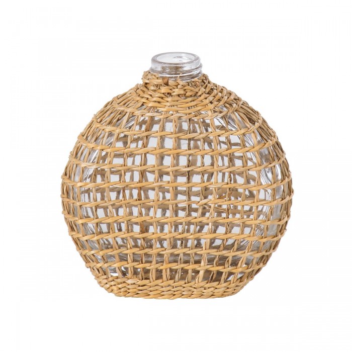 GloboStar® MANDY 35624 Διακοσμητικό Βάζο Γυάλινο Διάφανο με Μπαμπού Μ10.5 x Π4 x Υ11cm GloboStar® MANDY 35624 Διακοσμητικό Βάζο Γυάλινο Διάφανο με Μπαμπού Μ10.5 x Π4 x Υ11cm
