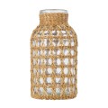 GloboStar® MANDY 35626 Διακοσμητικό Βάζο Γυάλινο Διάφανο με Μπαμπού Φ10.5 x Υ20cm