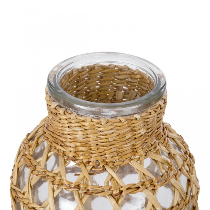 GloboStar® MANDY 35626 Διακοσμητικό Βάζο Γυάλινο Διάφανο με Μπαμπού Φ10.5 x Υ20cm GloboStar® MANDY 35626 Διακοσμητικό Βάζο Γυάλινο Διάφανο με Μπαμπού Φ10.5 x Υ20cm