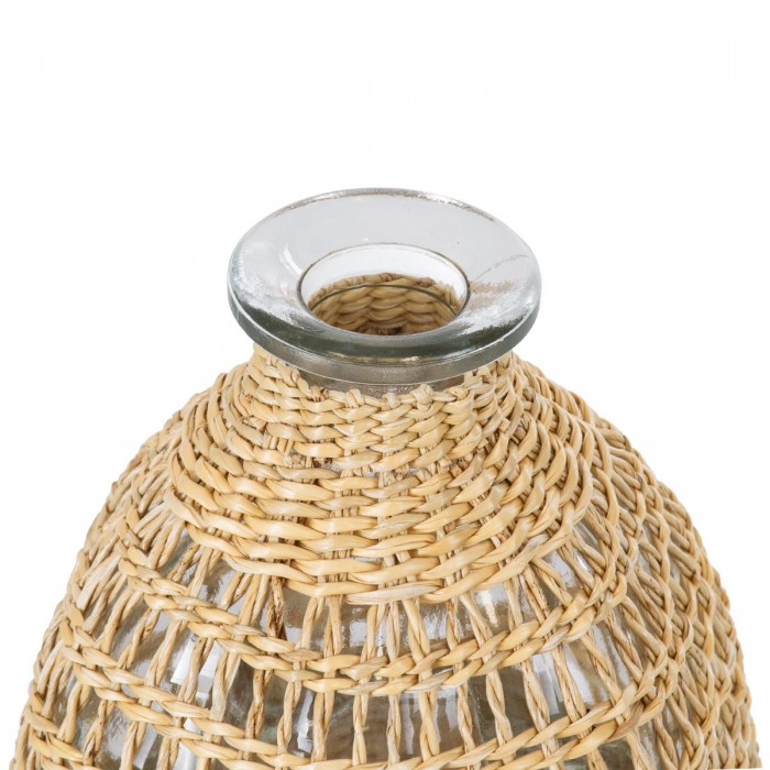 GloboStar® MANDY 35632 Διακοσμητικό Βάζο Γυάλινο Διάφανο με Μπαμπού Φ10.5 x Υ11cm GloboStar® MANDY 35632 Διακοσμητικό Βάζο Γυάλινο Διάφανο με Μπαμπού Φ10.5 x Υ11cm