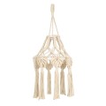 GloboStar® 36201 MOROCCO Καπέλο Φωτιστικού Boho - Μακραμέ Πλεκτό Χειροποίητο Μπεζ Υφασμάτινο με Σχοινί Φ30 x Υ70cm