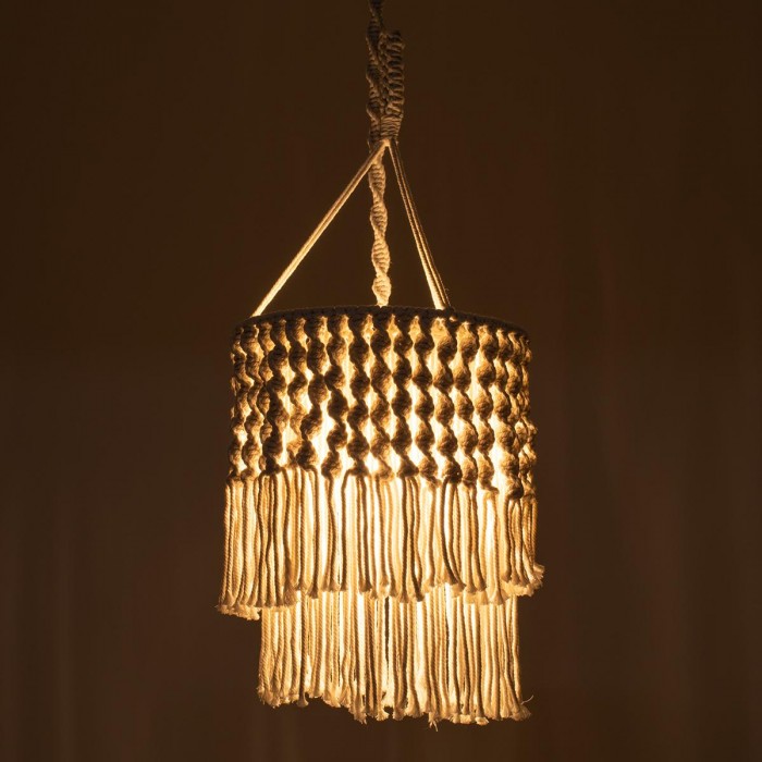 GloboStar® ALGERIA 36204 Boho Κρεμαστό Φωτιστικό Μακραμέ Μονόφωτο 1 x E27 IP20 Μπεζ Ύφασμα - Μ30 x Π30 x Υ40cm GloboStar® ALGERIA 36204 Boho Κρεμαστό Φωτιστικό Μακραμέ Μονόφωτο 1 x E27 IP20 Μπεζ Ύφασμα - Μ30 x Π30 x Υ40cm