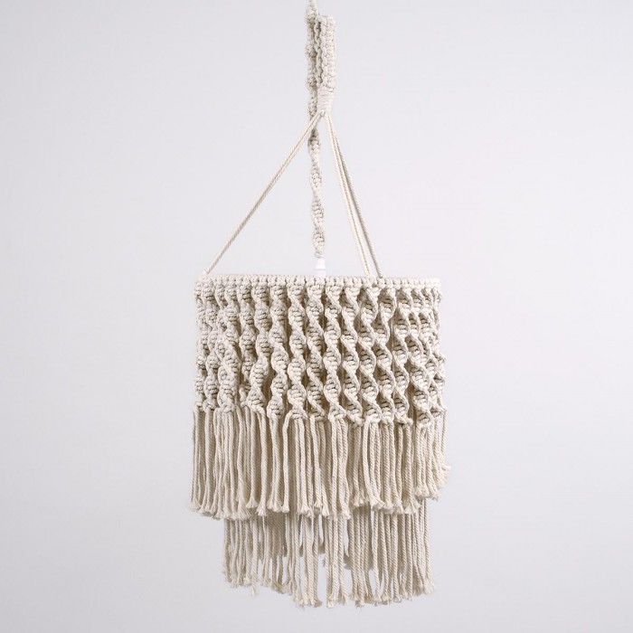 GloboStar® ALGERIA 36204 Boho Κρεμαστό Φωτιστικό Μακραμέ Μονόφωτο 1 x E27 IP20 Μπεζ Ύφασμα - Μ30 x Π30 x Υ40cm GloboStar® ALGERIA 36204 Boho Κρεμαστό Φωτιστικό Μακραμέ Μονόφωτο 1 x E27 IP20 Μπεζ Ύφασμα - Μ30 x Π30 x Υ40cm