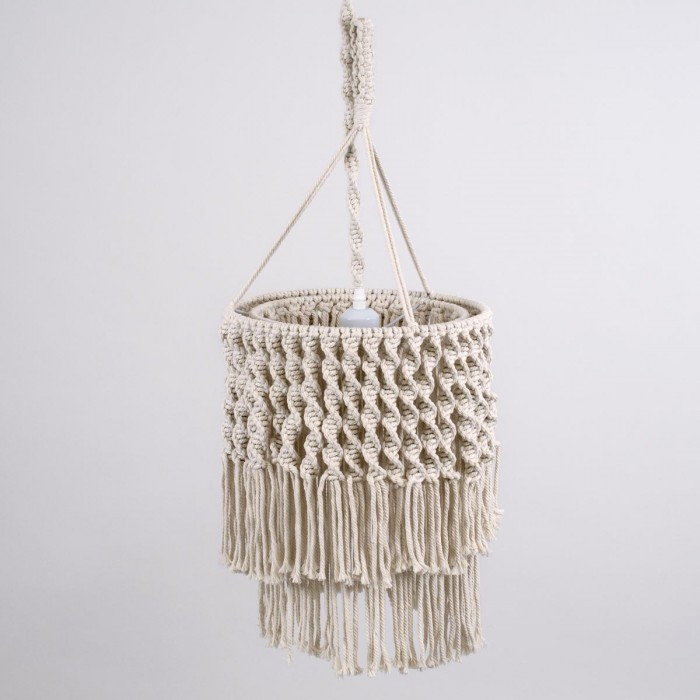 GloboStar® ALGERIA 36204 Boho Κρεμαστό Φωτιστικό Μακραμέ Μονόφωτο 1 x E27 IP20 Μπεζ Ύφασμα - Μ30 x Π30 x Υ40cm GloboStar® ALGERIA 36204 Boho Κρεμαστό Φωτιστικό Μακραμέ Μονόφωτο 1 x E27 IP20 Μπεζ Ύφασμα - Μ30 x Π30 x Υ40cm