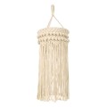 GloboStar® 36205 UGANDA Καπέλο Φωτιστικού Boho - Μακραμέ Πλεκτό Χειροποίητο Μπεζ Υφασμάτινο με Σχοινί Φ25 x Υ70cm