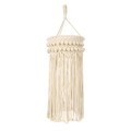 GloboStar® 36205 UGANDA Καπέλο Φωτιστικού Boho - Μακραμέ Πλεκτό Χειροποίητο Μπεζ Υφασμάτινο με Σχοινί Φ25 x Υ70cm