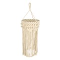 GloboStar® 36205 UGANDA Καπέλο Φωτιστικού Boho - Μακραμέ Πλεκτό Χειροποίητο Μπεζ Υφασμάτινο με Σχοινί Φ25 x Υ70cm
