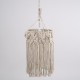 GloboStar® CONGO 36206 Boho Κρεμαστό Φωτιστικό Μακραμέ Μονόφωτο 1 x E27 IP20 Μπεζ Ύφασμα - Μ30 x Π30 x Υ50cm