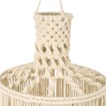 GloboStar® 36207 SENEGAL Καπέλο Φωτιστικού Boho - Μακραμέ Πλεκτό Χειροποίητο Μπεζ Υφασμάτινο με Σχοινί Φ30 x Υ80cm