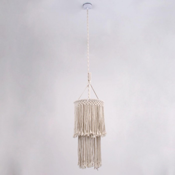GloboStar® ZAMBIA 36208 Boho Κρεμαστό Φωτιστικό Μακραμέ Μονόφωτο 1 x E27 IP20 Μπεζ Ύφασμα - Μ30 x Π30 x Υ60cm GloboStar® ZAMBIA 36208 Boho Κρεμαστό Φωτιστικό Μακραμέ Μονόφωτο 1 x E27 IP20 Μπεζ Ύφασμα - Μ30 x Π30 x Υ60cm