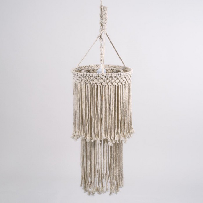 GloboStar® ZAMBIA 36208 Boho Κρεμαστό Φωτιστικό Μακραμέ Μονόφωτο 1 x E27 IP20 Μπεζ Ύφασμα - Μ30 x Π30 x Υ60cm GloboStar® ZAMBIA 36208 Boho Κρεμαστό Φωτιστικό Μακραμέ Μονόφωτο 1 x E27 IP20 Μπεζ Ύφασμα - Μ30 x Π30 x Υ60cm