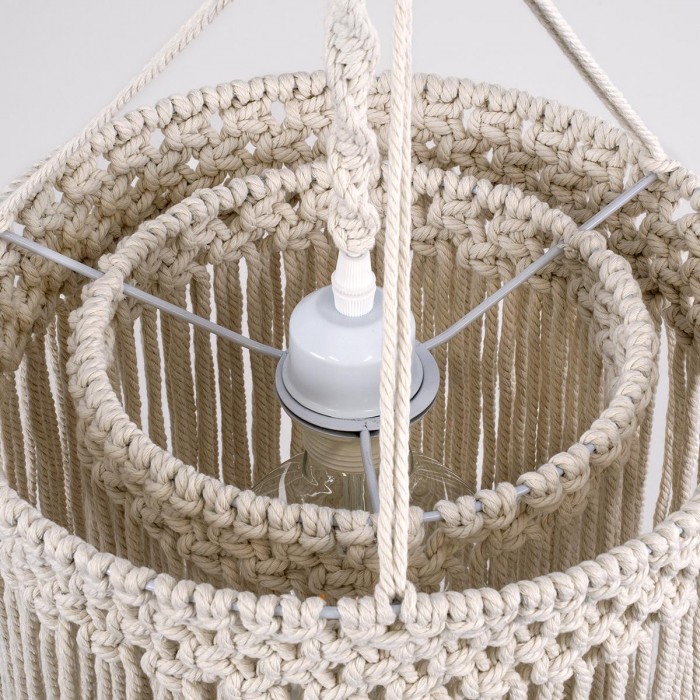 GloboStar® ZAMBIA 36208 Boho Κρεμαστό Φωτιστικό Μακραμέ Μονόφωτο 1 x E27 IP20 Μπεζ Ύφασμα - Μ30 x Π30 x Υ60cm GloboStar® ZAMBIA 36208 Boho Κρεμαστό Φωτιστικό Μακραμέ Μονόφωτο 1 x E27 IP20 Μπεζ Ύφασμα - Μ30 x Π30 x Υ60cm