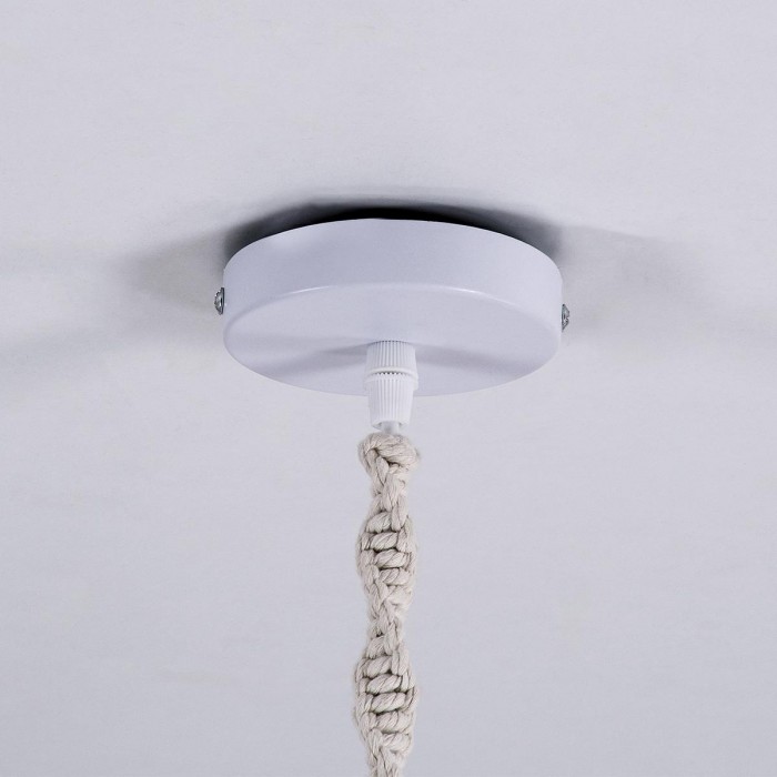 GloboStar® ZAMBIA 36208 Boho Κρεμαστό Φωτιστικό Μακραμέ Μονόφωτο 1 x E27 IP20 Μπεζ Ύφασμα - Μ30 x Π30 x Υ60cm GloboStar® ZAMBIA 36208 Boho Κρεμαστό Φωτιστικό Μακραμέ Μονόφωτο 1 x E27 IP20 Μπεζ Ύφασμα - Μ30 x Π30 x Υ60cm