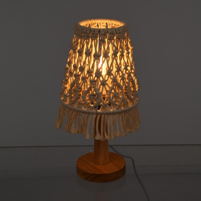 GloboStar® RWANDA 36210 Vintage Επιτραπέζιο Φωτιστικό Πορτατίφ Μονόφωτο Boho - Μακραμέ Πλεκτό Χειροποίητο Μπεζ Υφασμάτινο με Σχοινί Φ15 x Υ30cm GloboStar® RWANDA 36210 Vintage Επιτραπέζιο Φωτιστικό Πορτατίφ Μονόφωτο Boho - Μακραμέ Πλεκτό Χειροποίητο Μπεζ Υφασμάτινο με Σχοινί Φ15 x Υ30cm