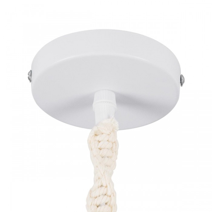 GloboStar® SHAQRA 36215 Μοντέρνο Κρεμαστό Φωτιστικό Μακραμέ Μονόφωτο 1 x E27 IP20 Μπεζ Ύφασμα - Μ4 x Π4 x Υ110cm