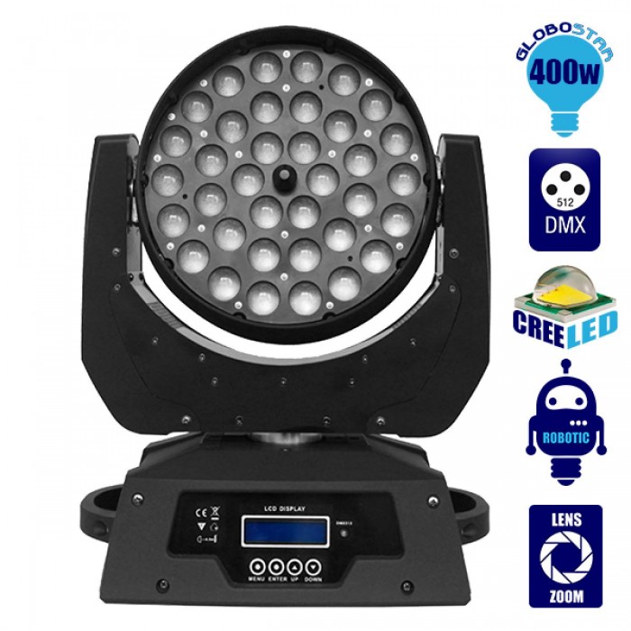 Κινούμενη Ρομποτική Κεφαλή Artemis ZOOM WASH PRO 10°-60° 36*10 Watt CREE LED RGBW 360W 230V DMX512 GloboStar 51116 Κινούμενη Ρομποτική Κεφαλή Artemis ZOOM WASH PRO 10°-60° 36*10 Watt CREE LED RGBW 360W 230V DMX512 GloboStar 51116