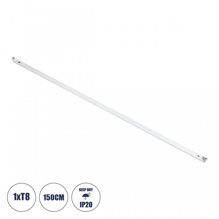GloboStar® TUBATO 60150 Μεταλλικό Σκαφάκι για 1 x Λάμπα 150CM T8 G13 LED AC 220-240V IP20 Μ150 x Π3.4 x Υ4.3cm - 5 Χρόνια Εγγύηση GloboStar® TUBATO 60150 Μεταλλικό Σκαφάκι για 1 x Λάμπα 150CM T8 G13 LED AC 220-240V IP20 Μ150 x Π3.4 x Υ4.3cm - 5 Χρόνια Εγγύηση